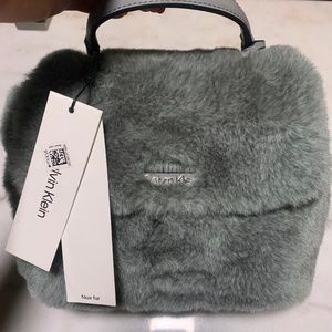 NWT- CALVIN KLEIN- faux fur purse